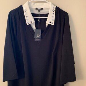 NWT - Black Pull Over Top with Rhinestones 3X
